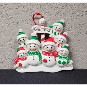 PolarX Personalizable North Pole Snowman Family of 7 Christmas Tree Ornament
